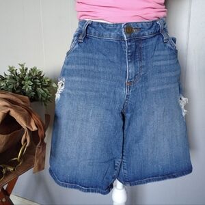 Kut From The Kloth High-Rise 9 Inch Inseam Distressed Denim Shorts Size 10